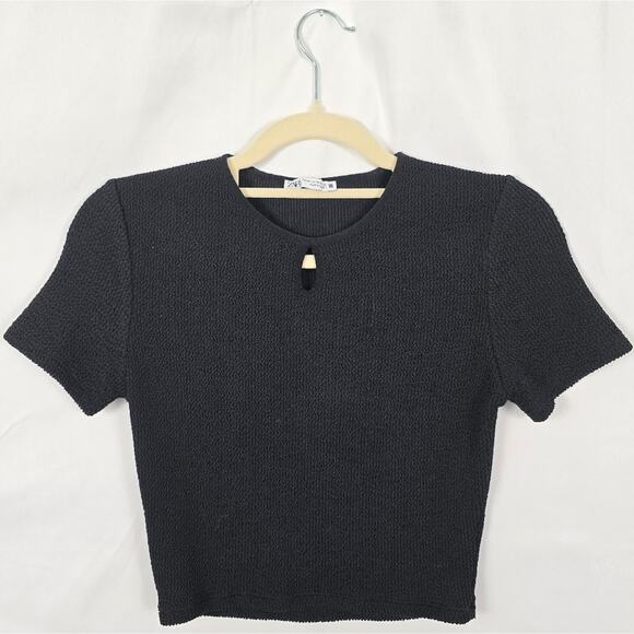 Zara Cropped Basics Bundle | Black Short Sleeve + Blue Sleeveless Top M - Picture 3 of 7